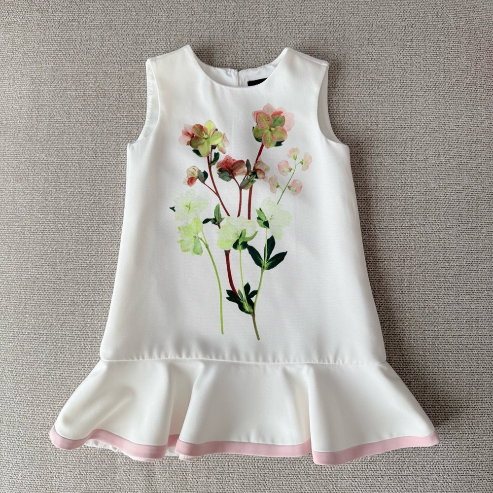 Victoria Beckham X Target Girl’s Floral Dress Satin Ruffle Hem
